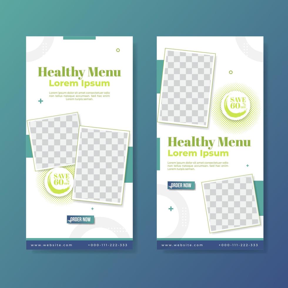 Healthy food menu promotion banner template design vector