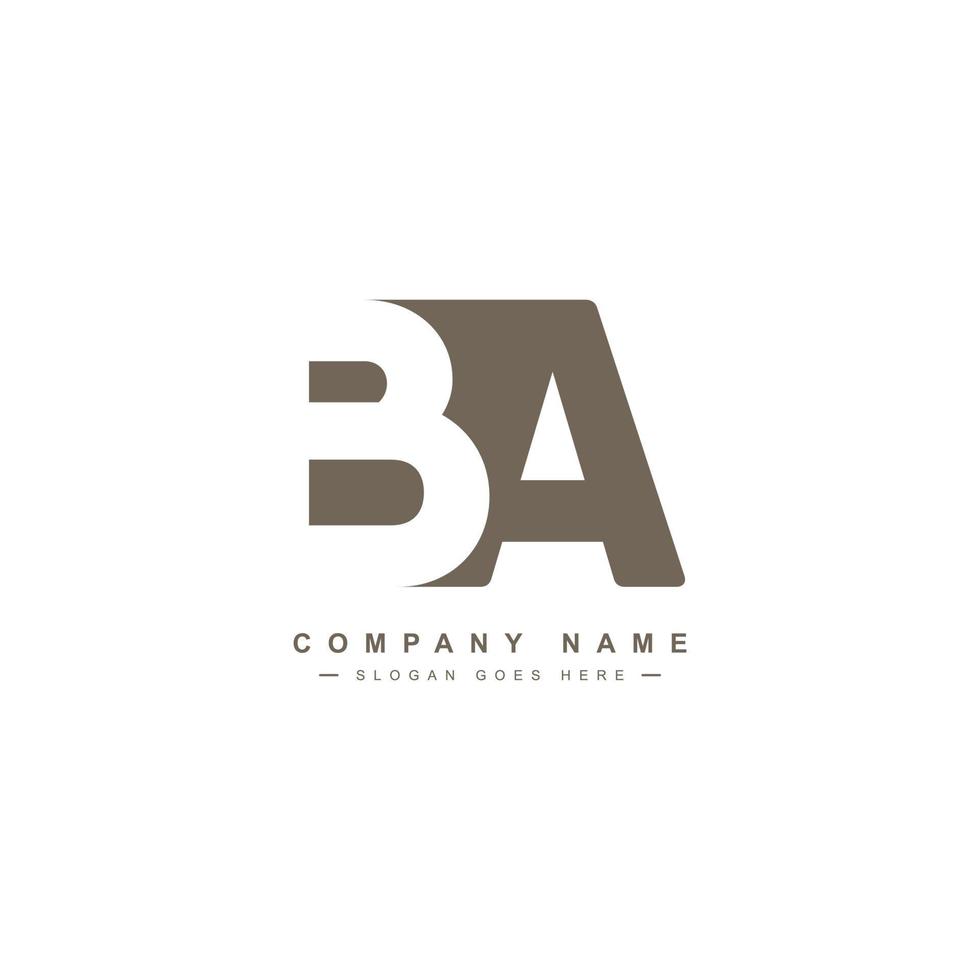 Initial Letter BA Logo - Minimal Business Logo for Alphabet B and A vector