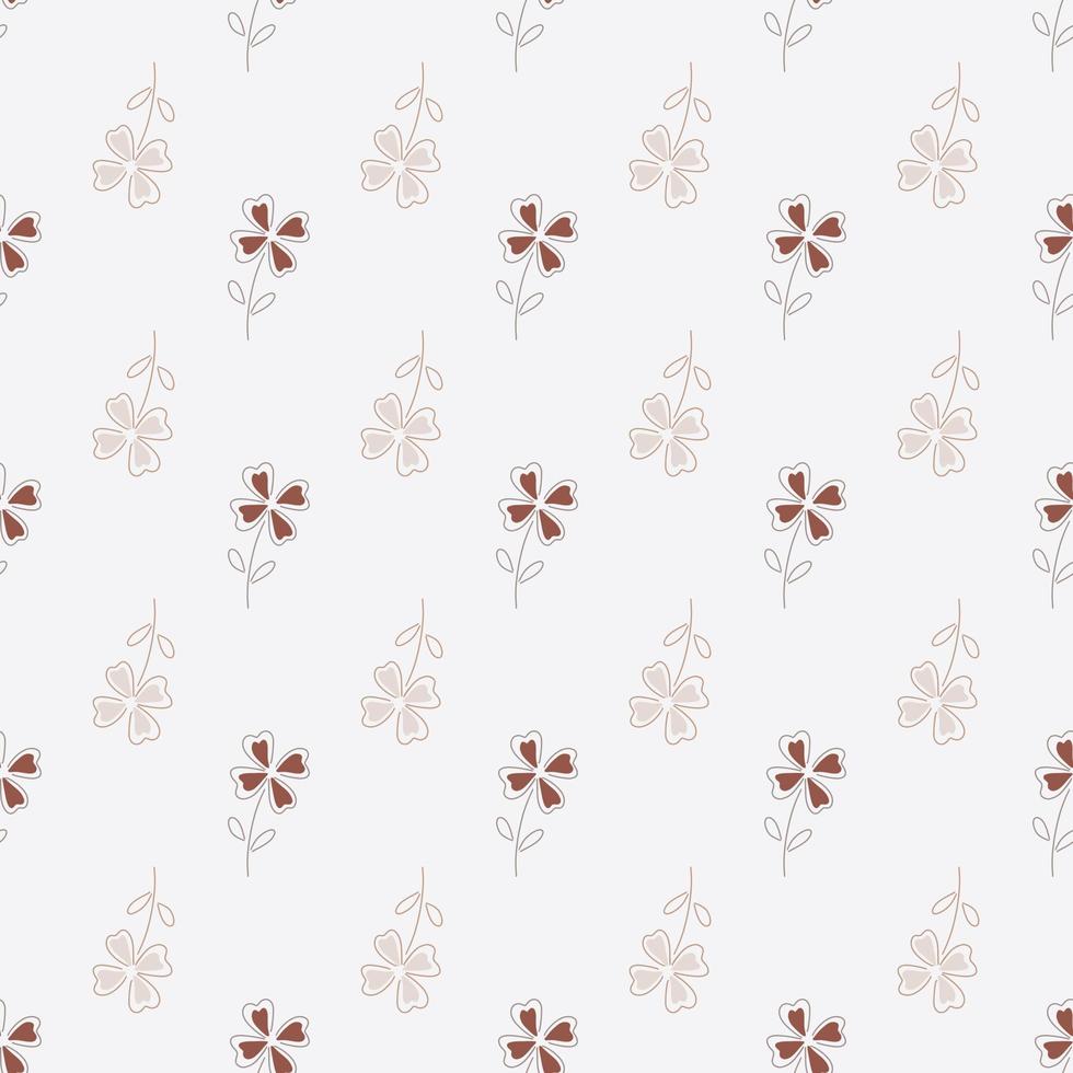 Abstract seamless floral pattern with four-leaf clower ornament. Pastel background. Bloom print. vector