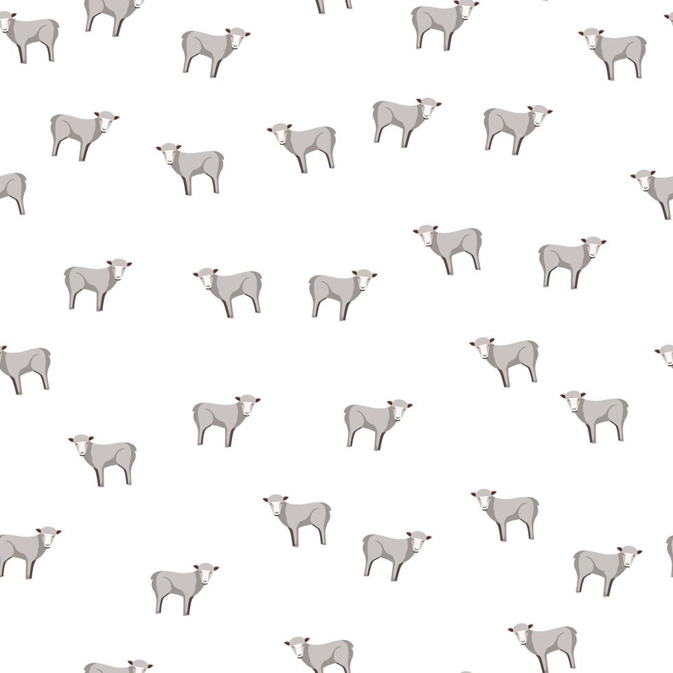 Seamless pattern of sheep. Domestic animals on colorful background. Vector illustration for textile.