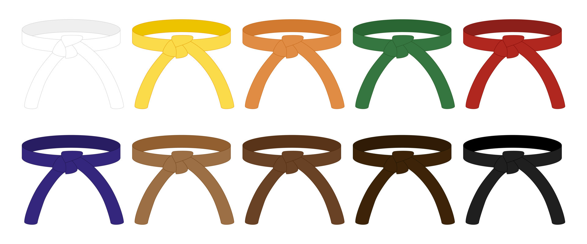 Set karate belt isolated on white background. Design icon of Japanese