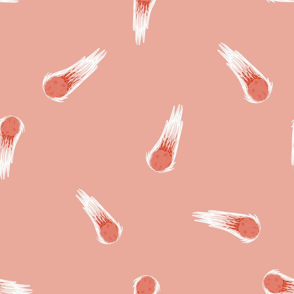 Meteor shower seamless pattern. Hand drawn comets fly background. vector