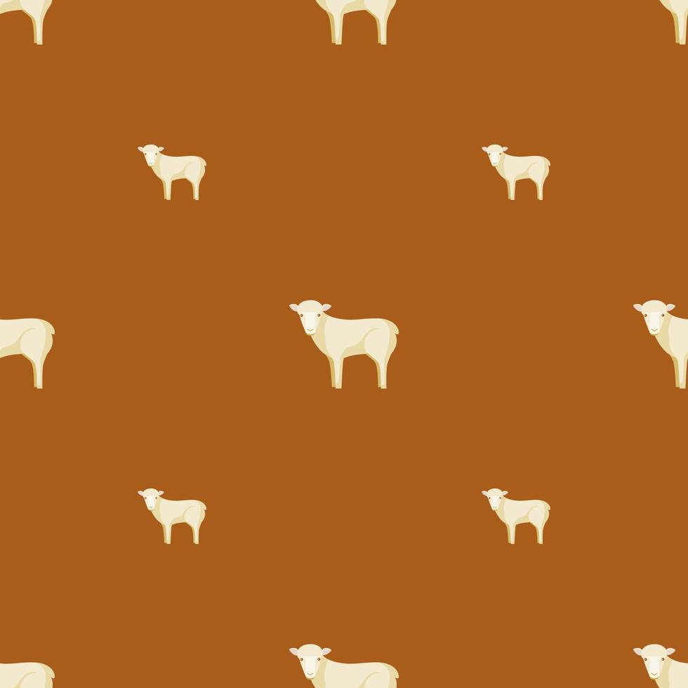 Seamless pattern of sheep. Domestic animals on colorful background. Vector illustration for textile.