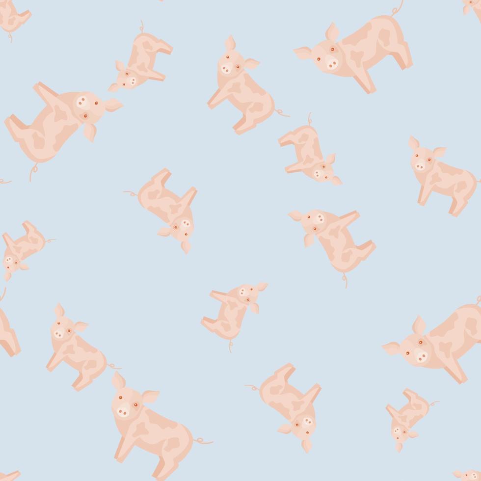 Seamless pattern of pig. Domestic animals on colorful background. Vector illustration for textile.