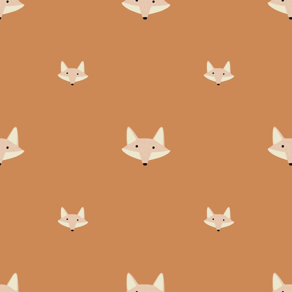 Fox pattern seamless in freehand style. Head animals on colorful background. Vector illustration for textile.