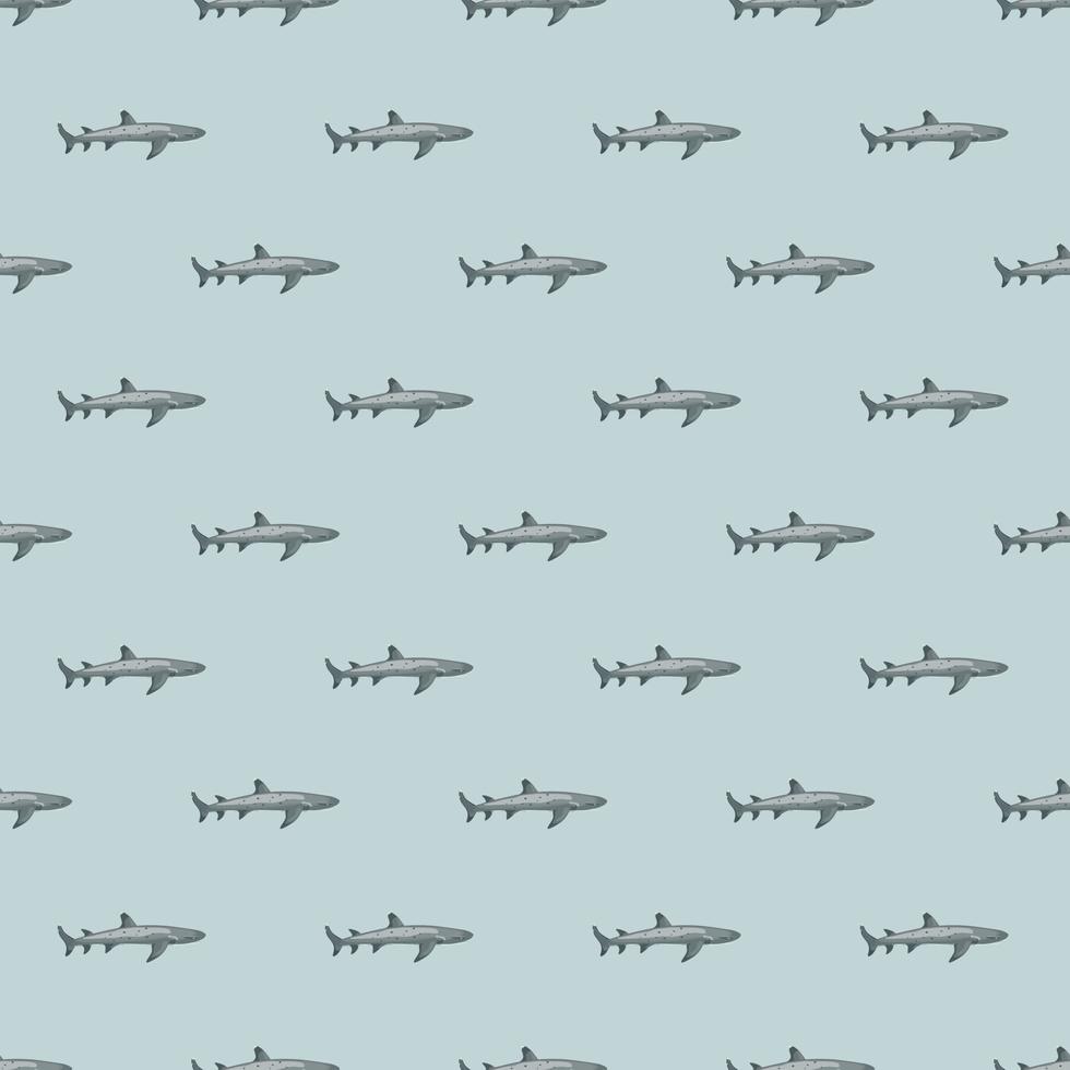 Reef shark seamless pattern in scandinavian style. Marine animals background. Vector illustration for children funny textile.