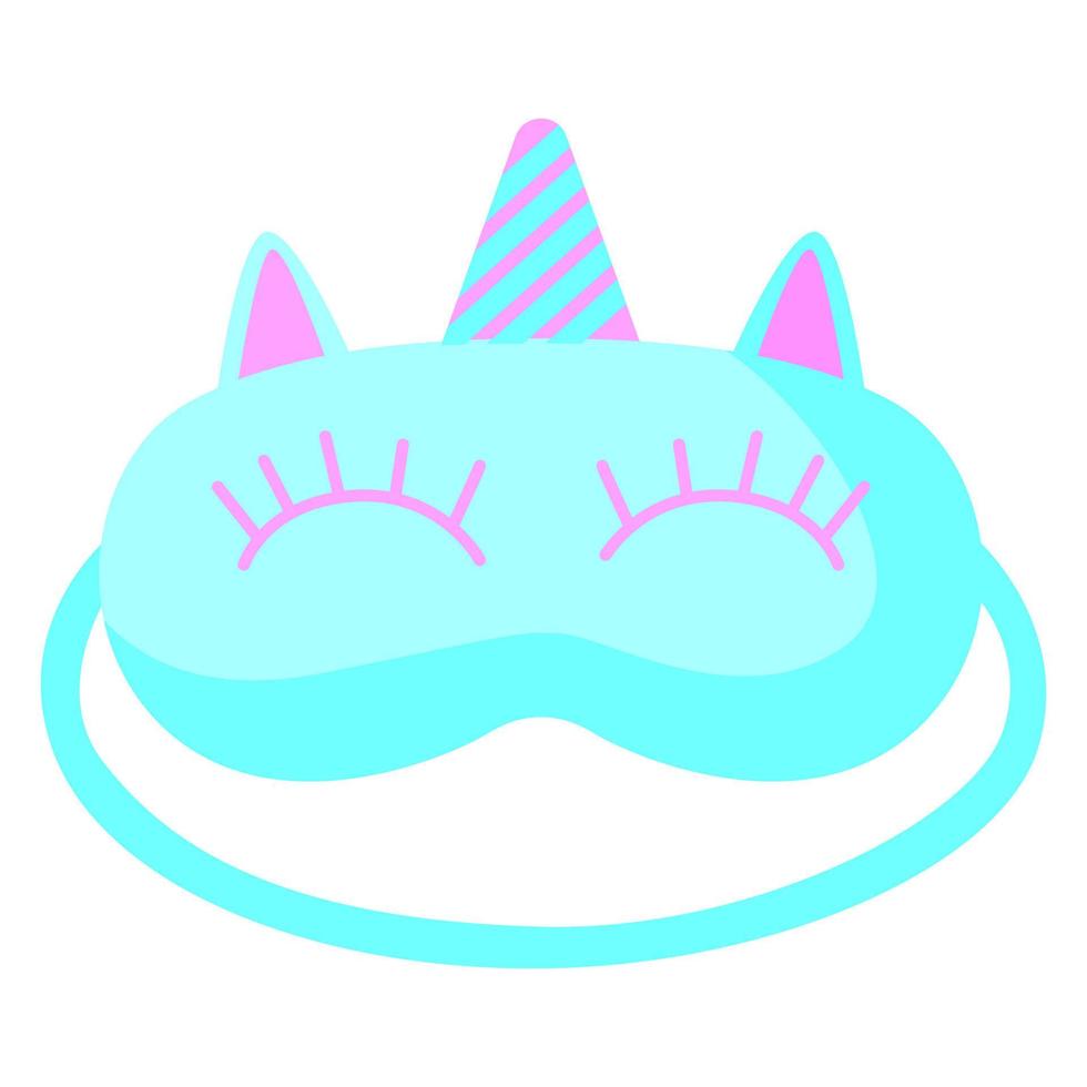 Children sleep mask unicorn on white background. Face mask for sleeping human isolated in flat style vector