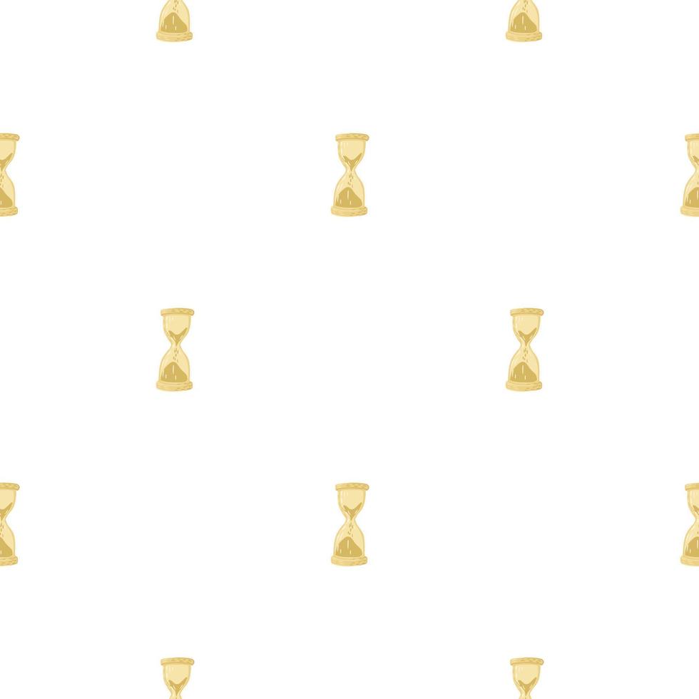 Isolated seamless doodle pattern with hand drawn hourglass elements print. White background. vector