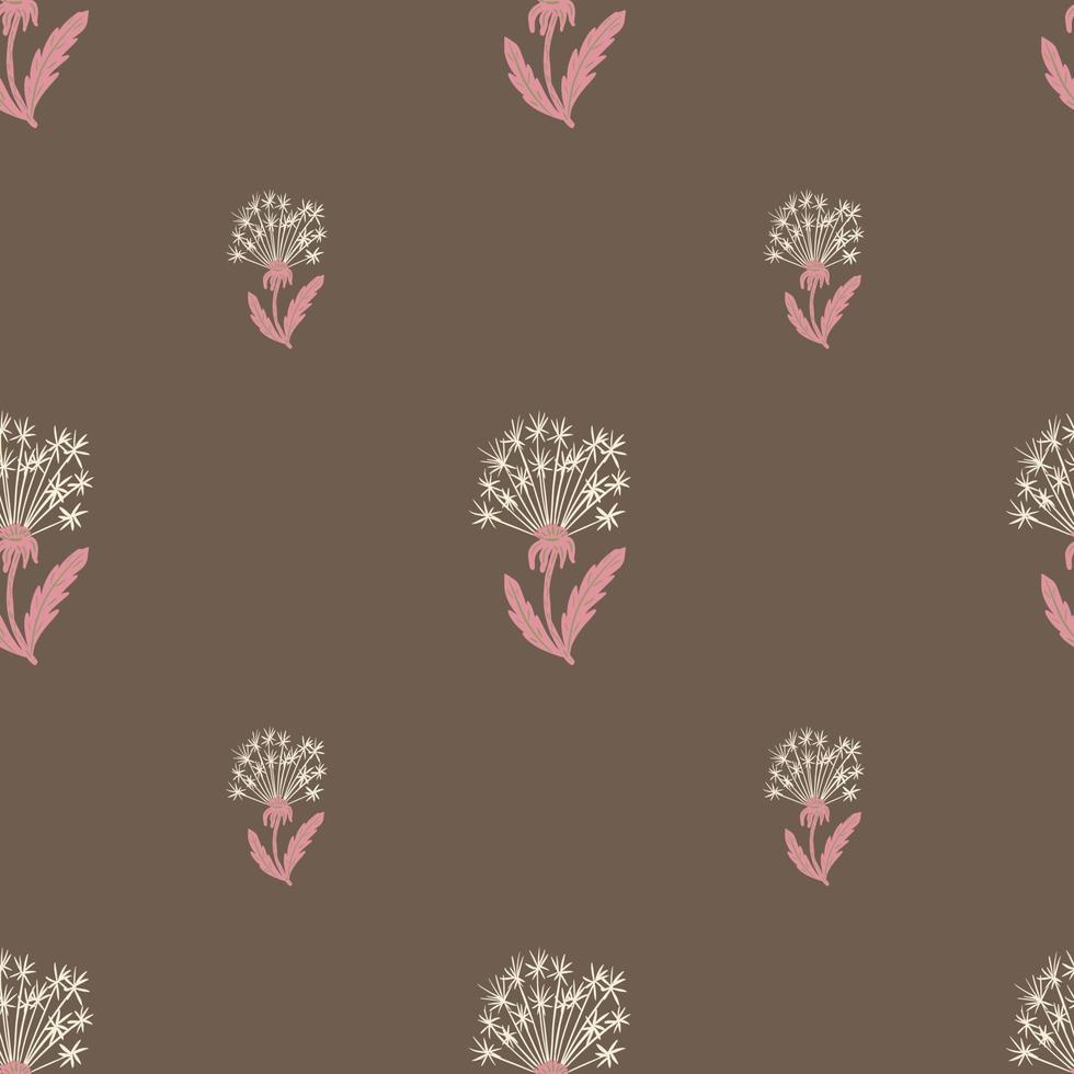 Blossom botany seamless pattern with abstract dandelion flowers print. vector