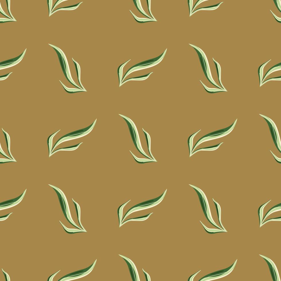 Seamless pattern seaweed on orange background. Marine flora templates for fabric. vector