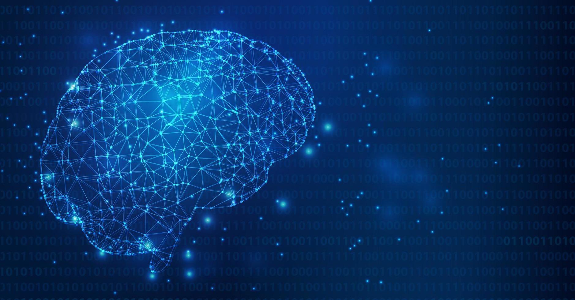 Wireframe of a human brain neural network for artificial intelligence concept vector