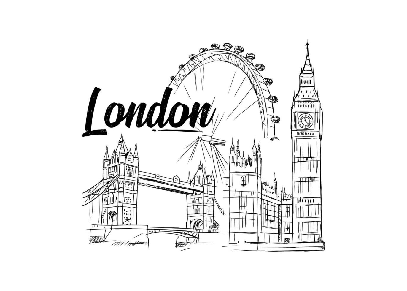 paisaje urbano de londres en ilustración de arte de línea vectorial vector