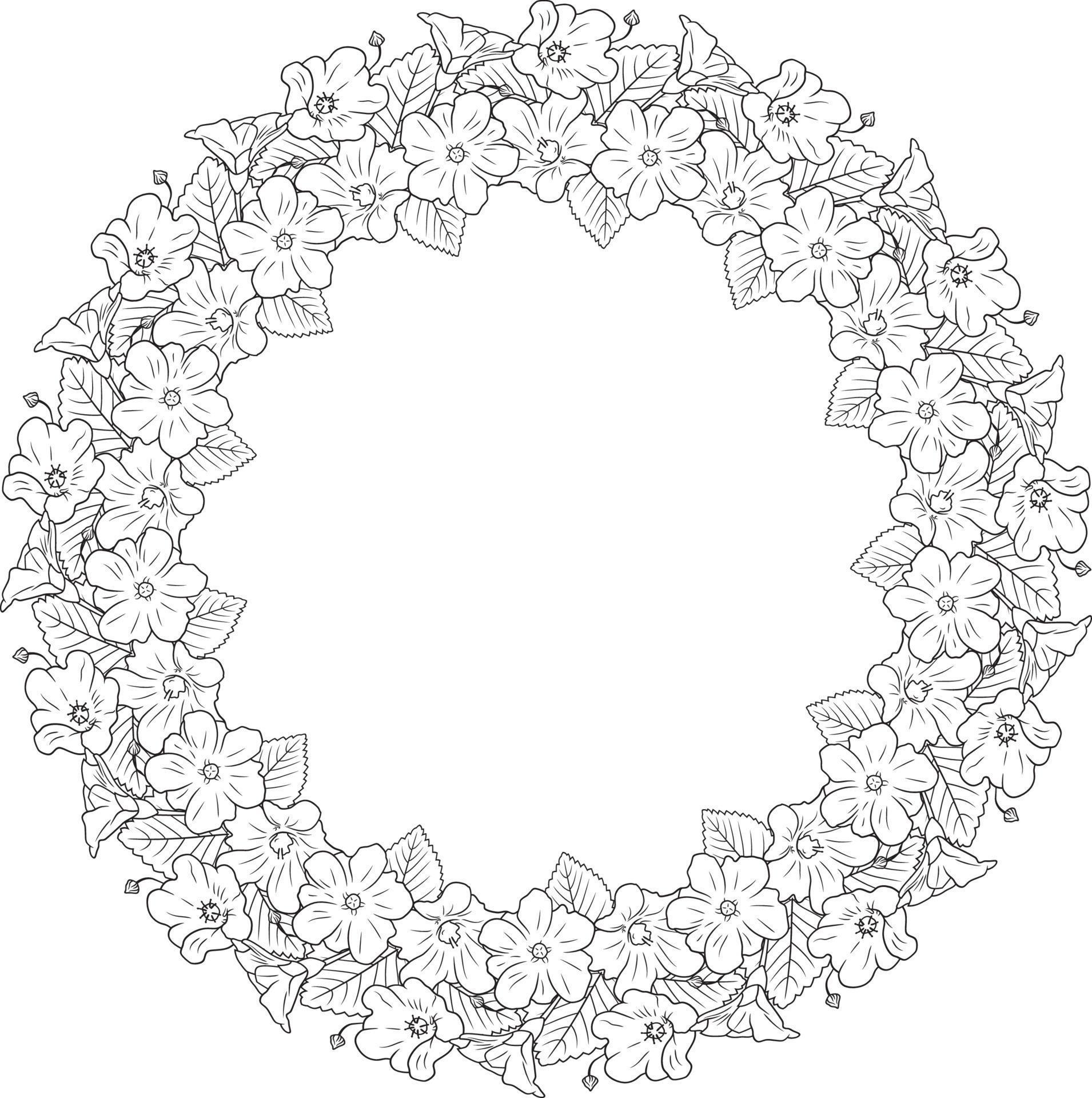 Ilima flower lei round frame pattern decorative vector illustration