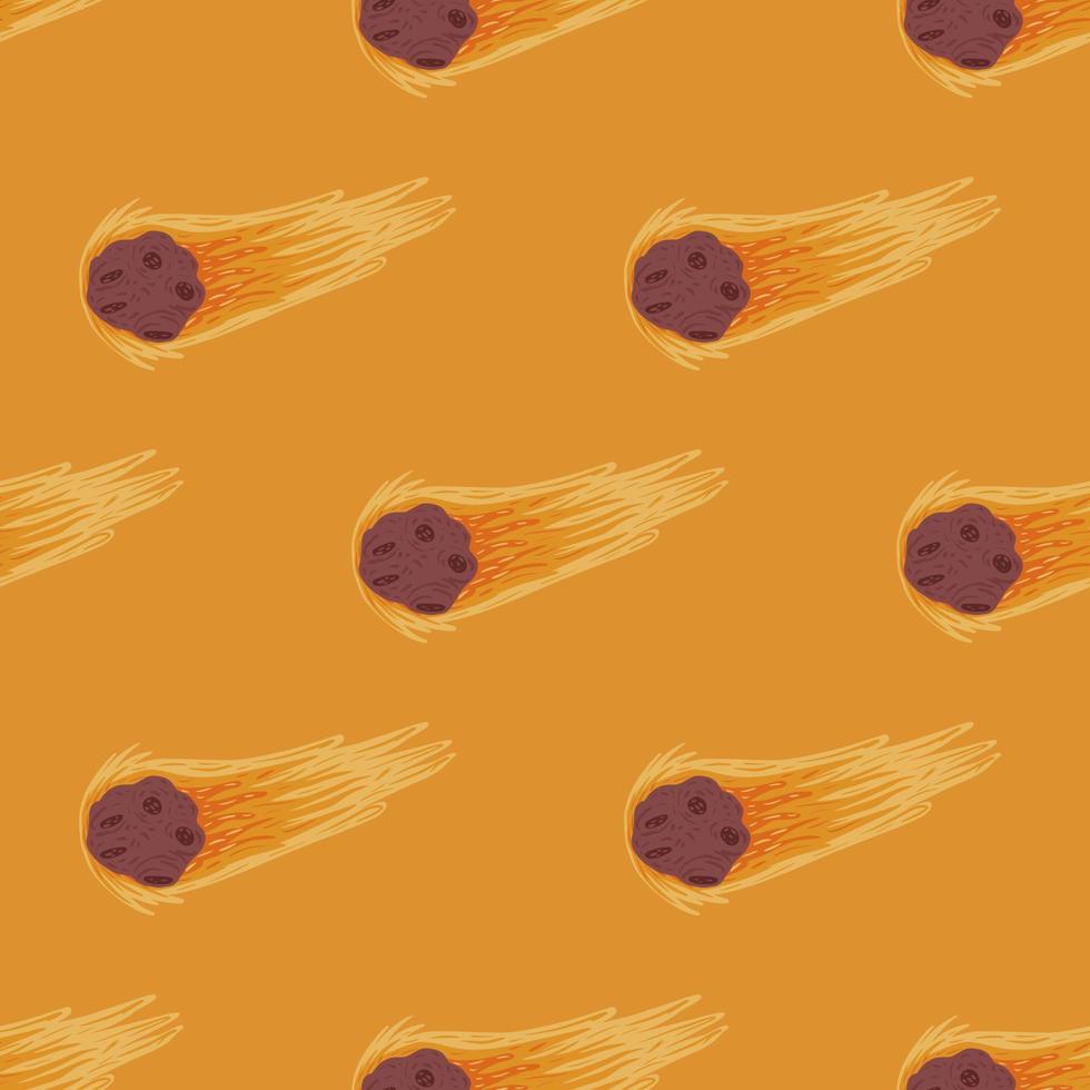 Meteor shower seamless pattern. Hand drawn comets fly background. vector