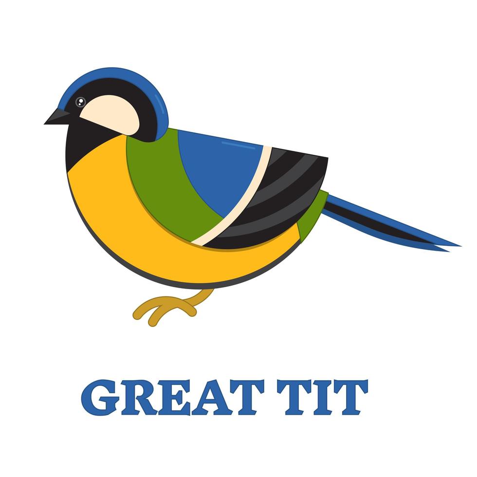 Great Tit Bird in Flat vector