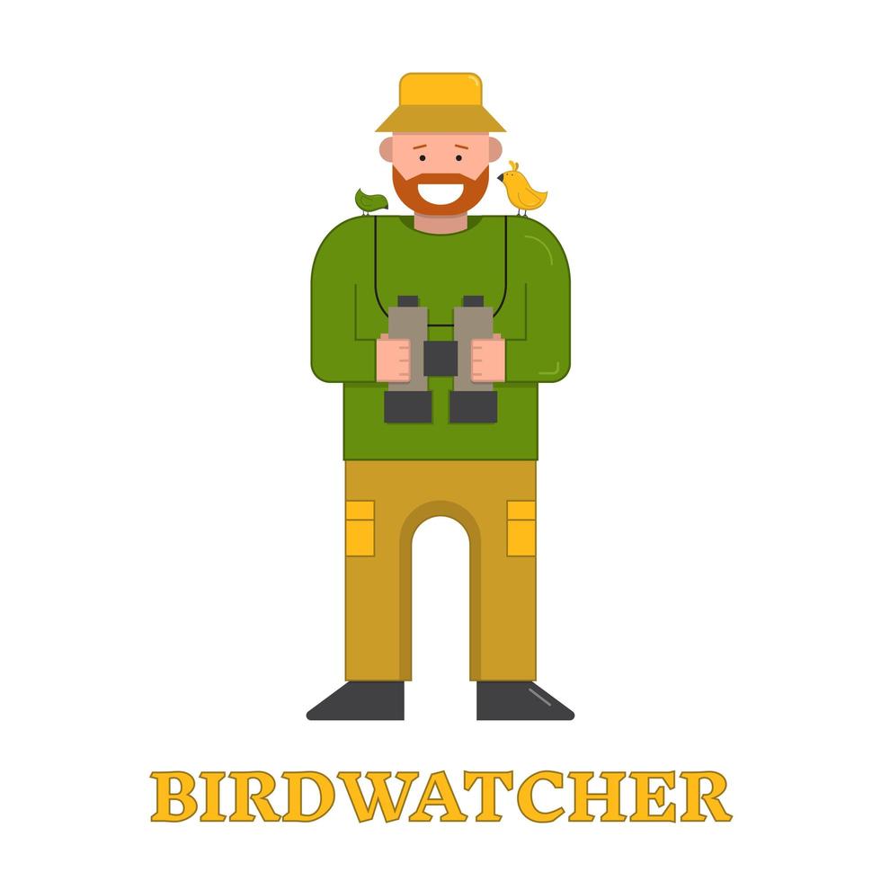Happy Birdwatcher Isolated Icon vector