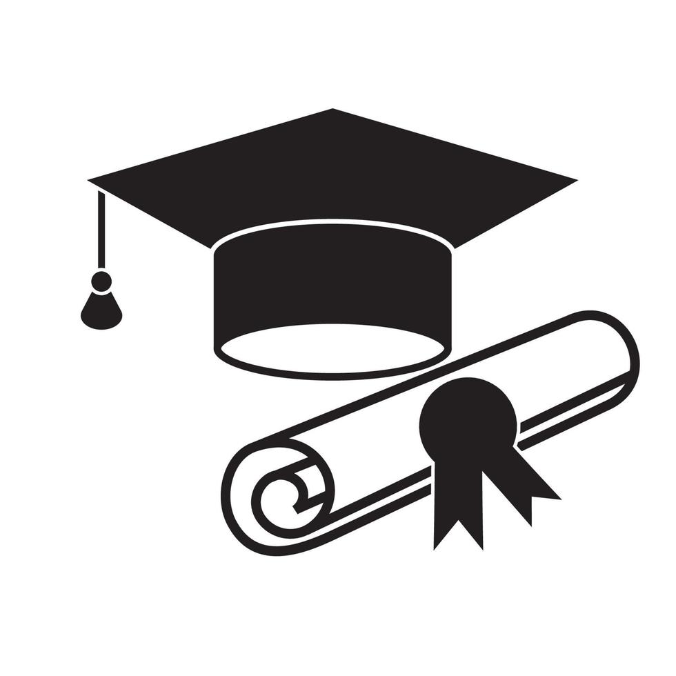 icono de sombrero y diploma de graduación vector