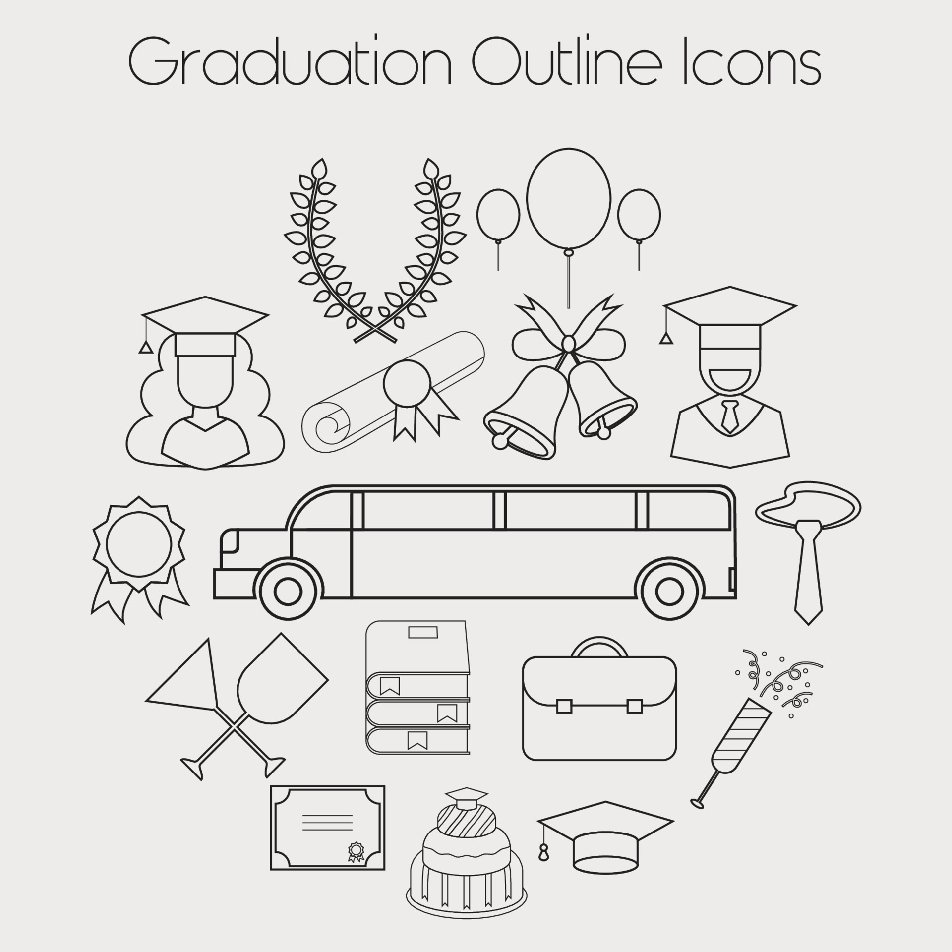 graduation celebrating education icon vector set 5691461 vector art at vecteezy