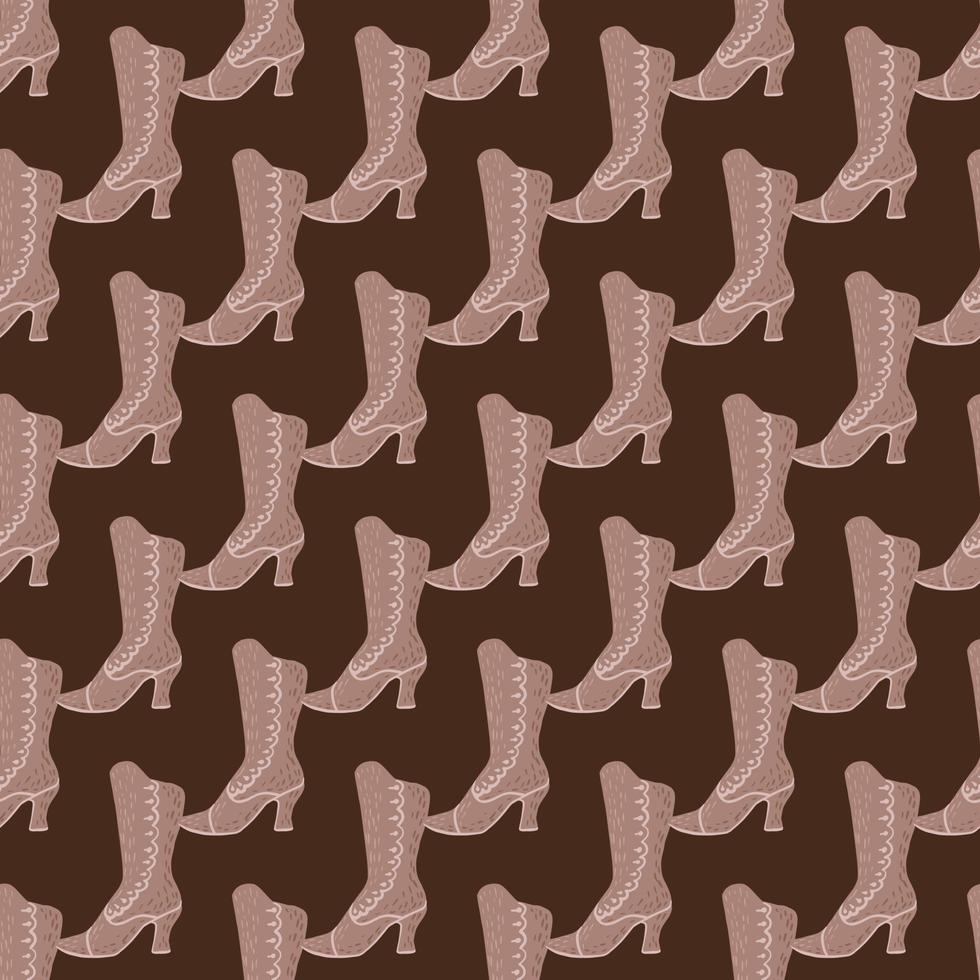 Beauty modern seamless pattern with beige simple ornament. Brown background. Style artwork. vector