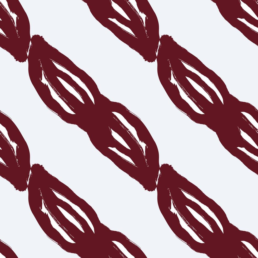 Maroon abstract seamless doodle pattern with leaves elements shapes. Pastel background. Hand drawn style. vector