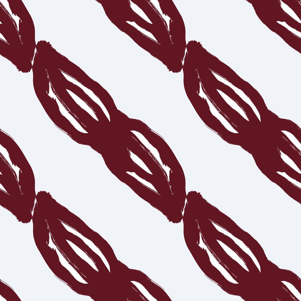 Maroon abstract seamless doodle pattern with leaves elements shapes. Pastel background. Hand drawn style. vector