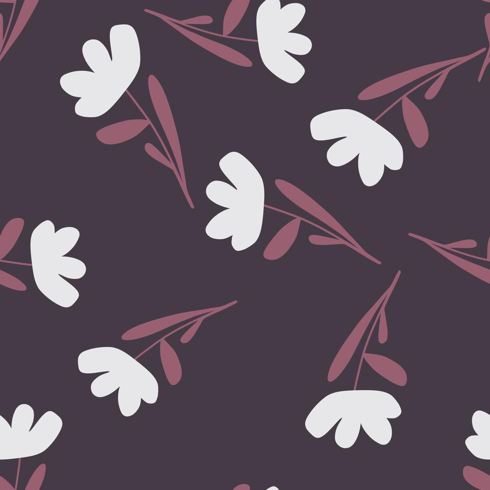 Bloom vintage seamless pattern with random ditsy flowers elements print. Purple background. Bloom print. vector