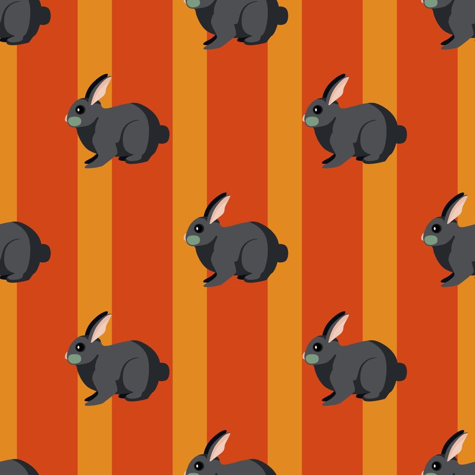 Seamless pattern of rabbit. Domestic animals on colorful background. Vector illustration for textile.