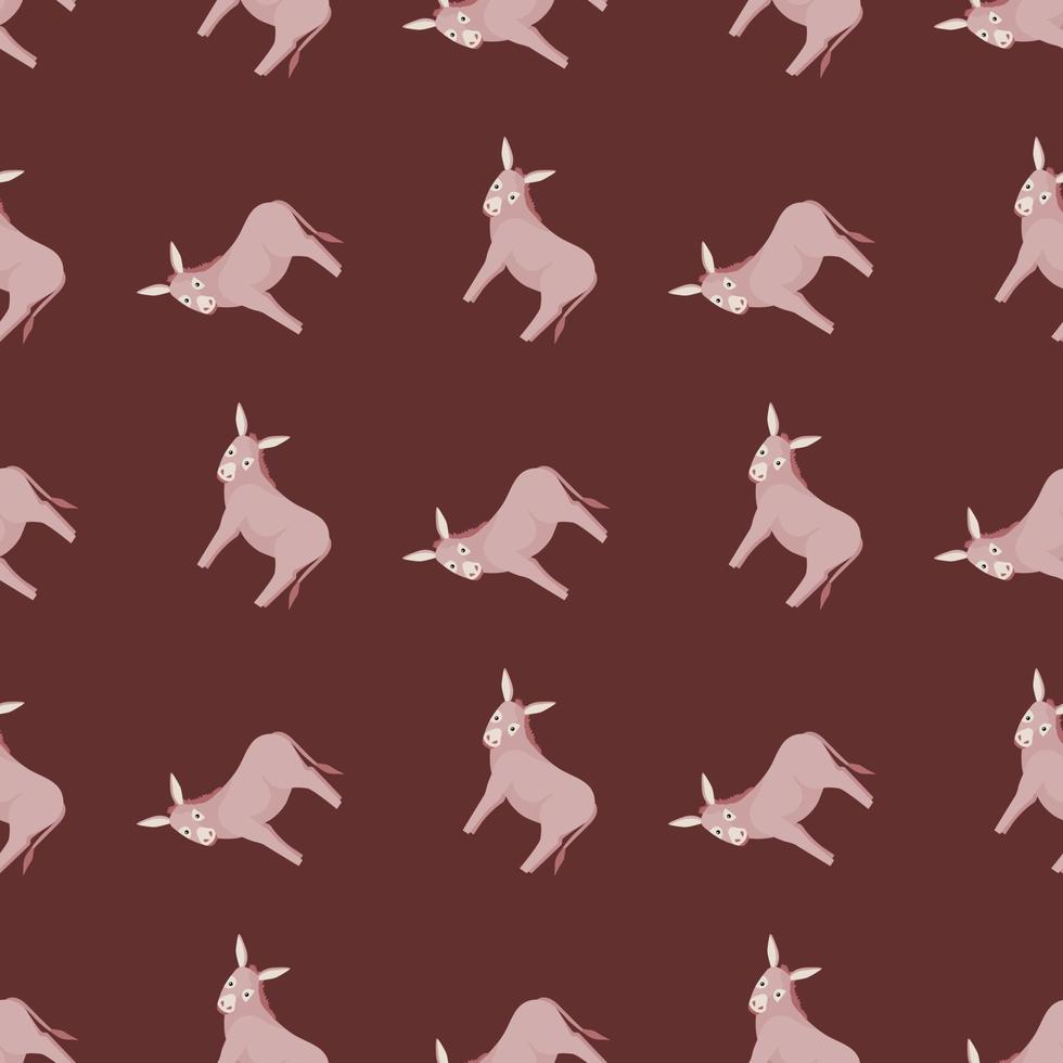 Seamless pattern of donkey. Domestic animals on colorful background