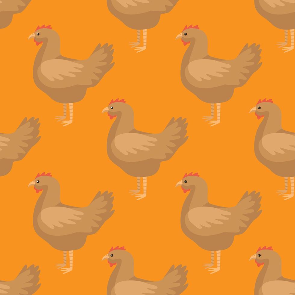 Seamless pattern of hen. Domestic animals on colorful background. Vector illustration for textile.