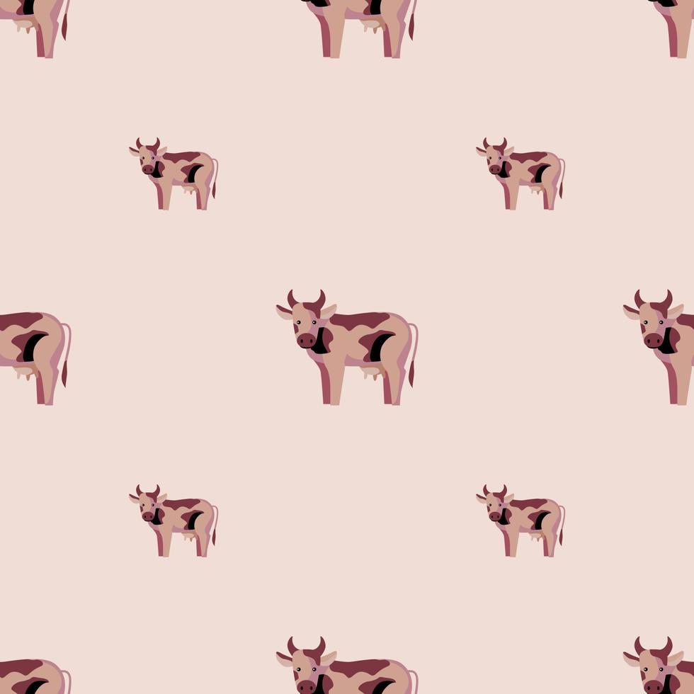 Seamless pattern cow on pink background. Texture of farm animals for any purpose. vector