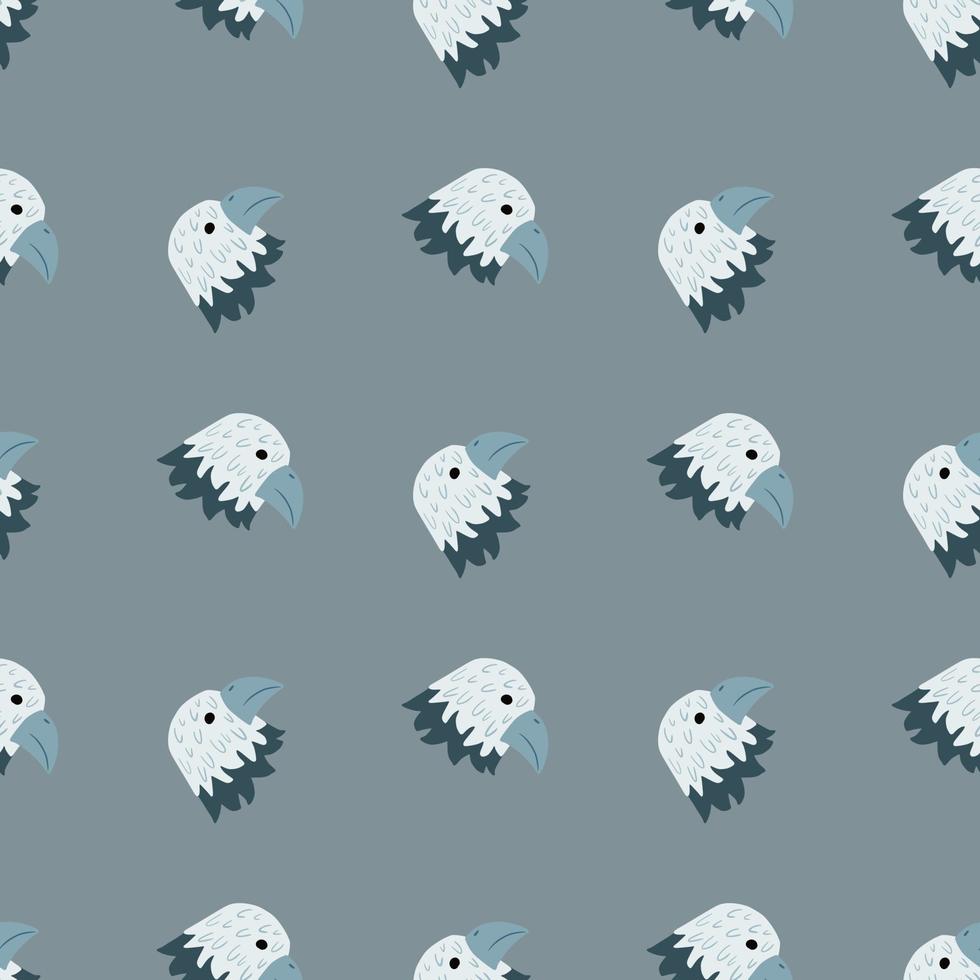 Eagle pattern seamless in freehand style. Head predator on colorful background. Vector illustration for textile.