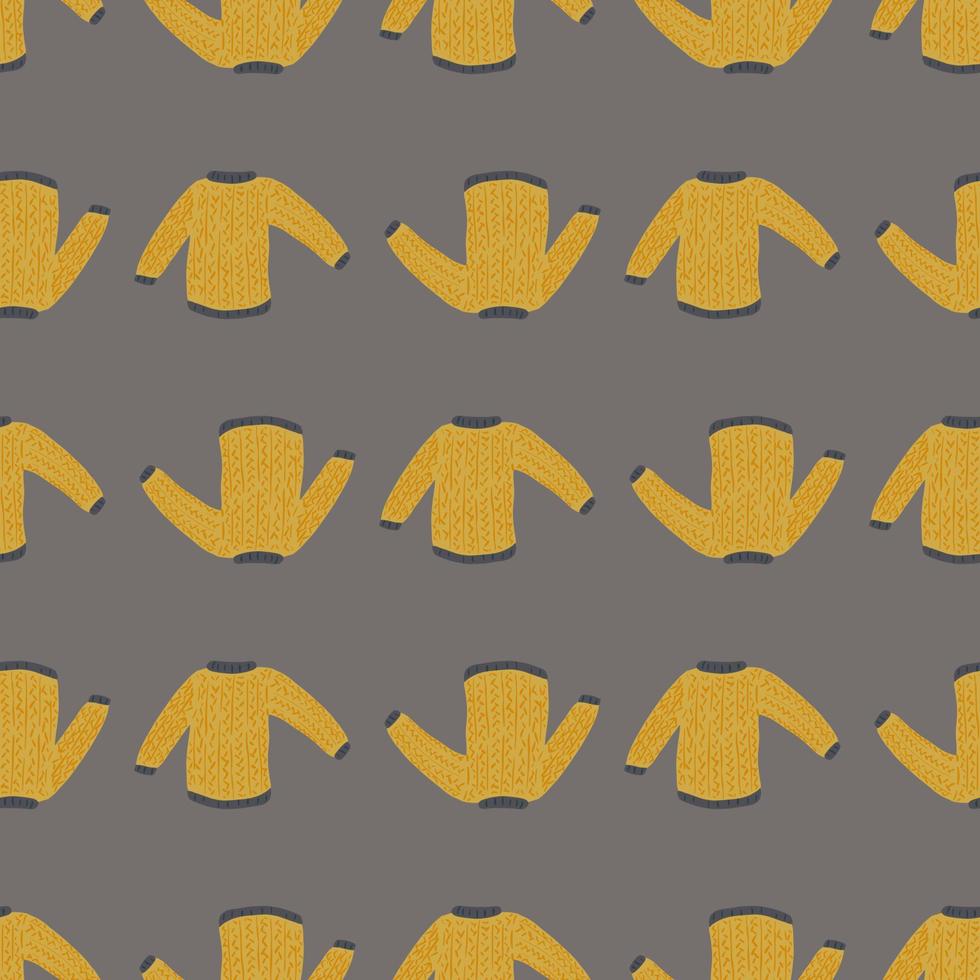Simple yellow warm sweater seamless cozy pattern. Fashion print on grey background. vector