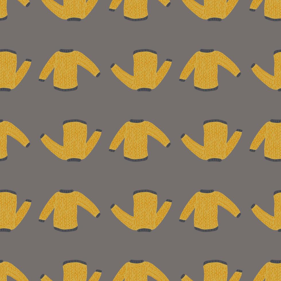 Simple yellow warm sweater seamless cozy pattern. Fashion print on grey background. vector