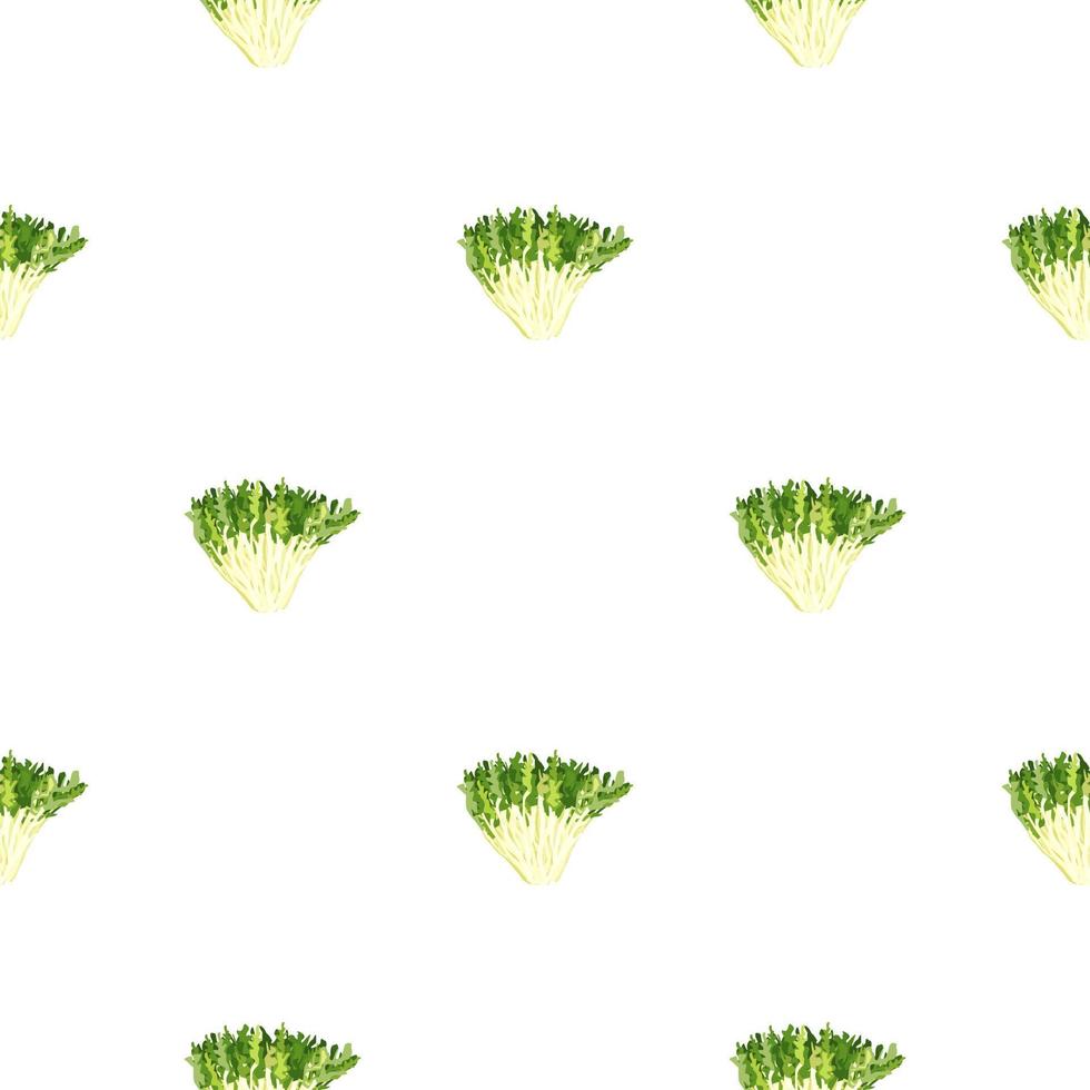 Seamless pattern frisee salad on white background. Minimalistic ornament with lettuce. vector