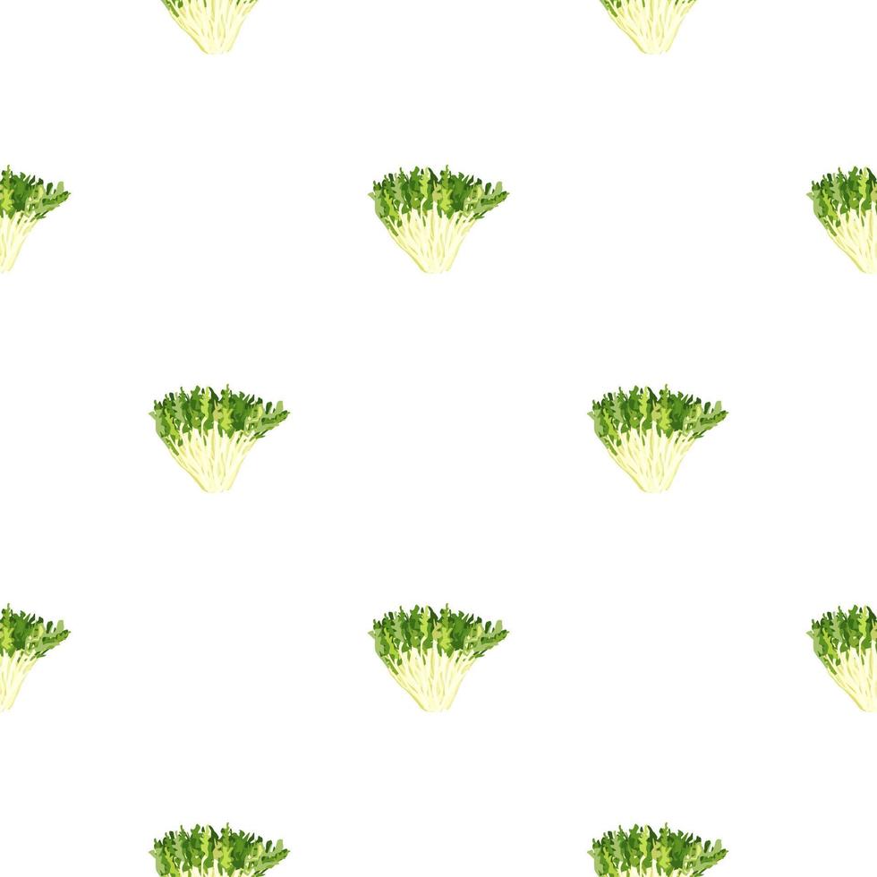 Seamless pattern frisee salad on white background. Minimalistic ornament with lettuce. vector