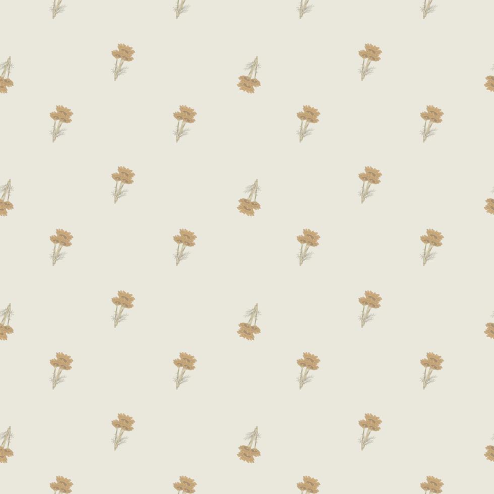 Seamless pattern chamomile on beige background. Beautiful ornament summer flowers. vector