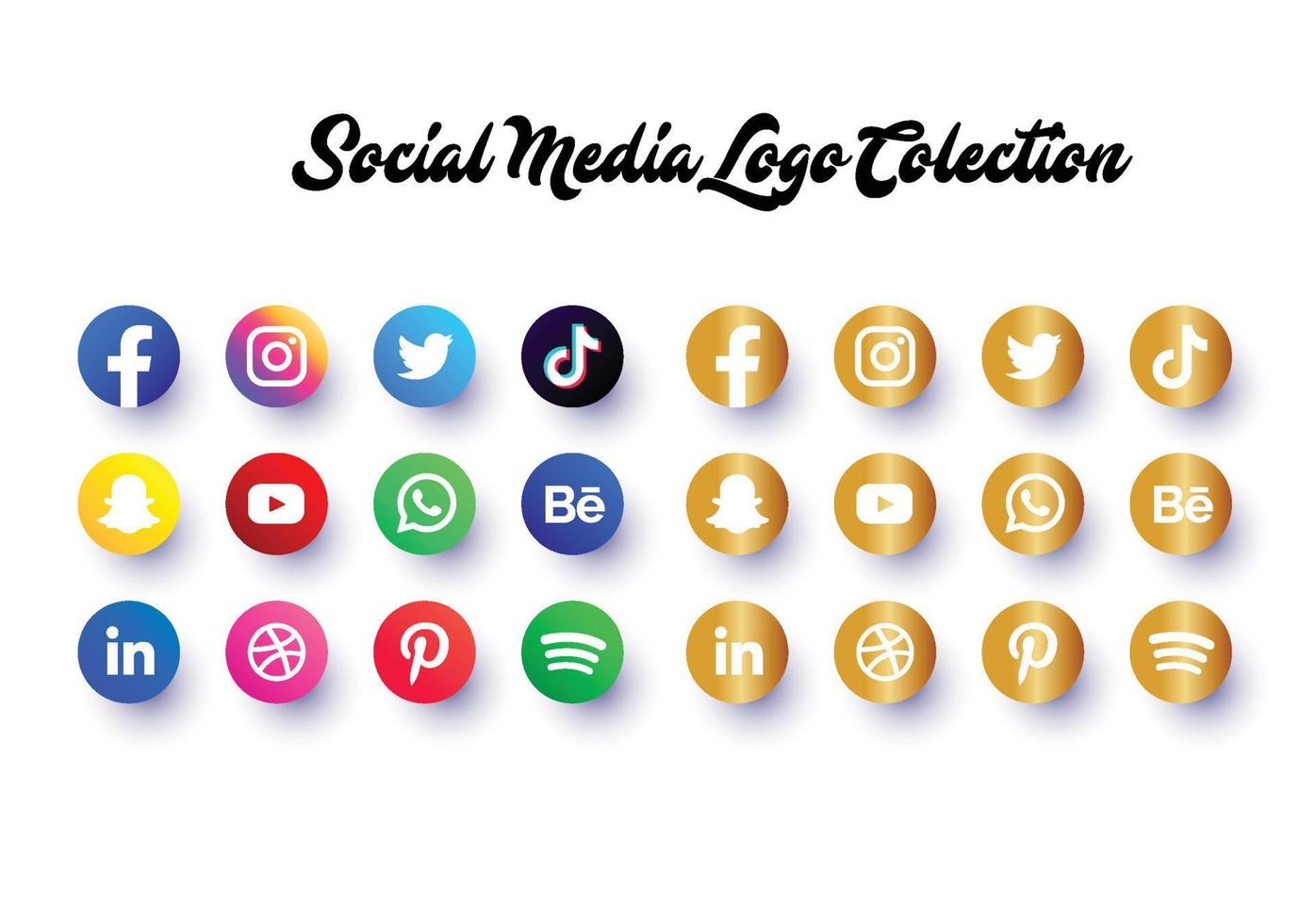 colección de logotipos de redes sociales populares vector