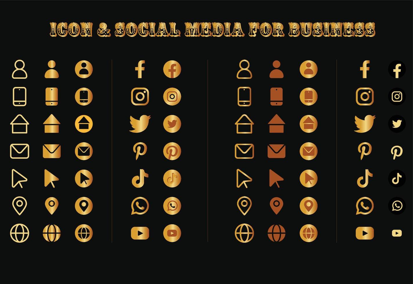 Gold icon and social media for business vector