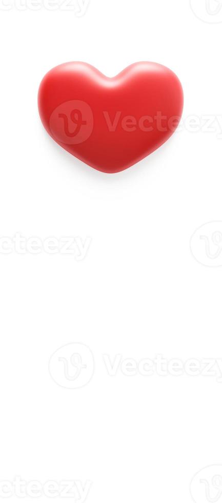 3d render love heart. Red heart isolated on white background. St valentine's symbol. 3d rendering. photo