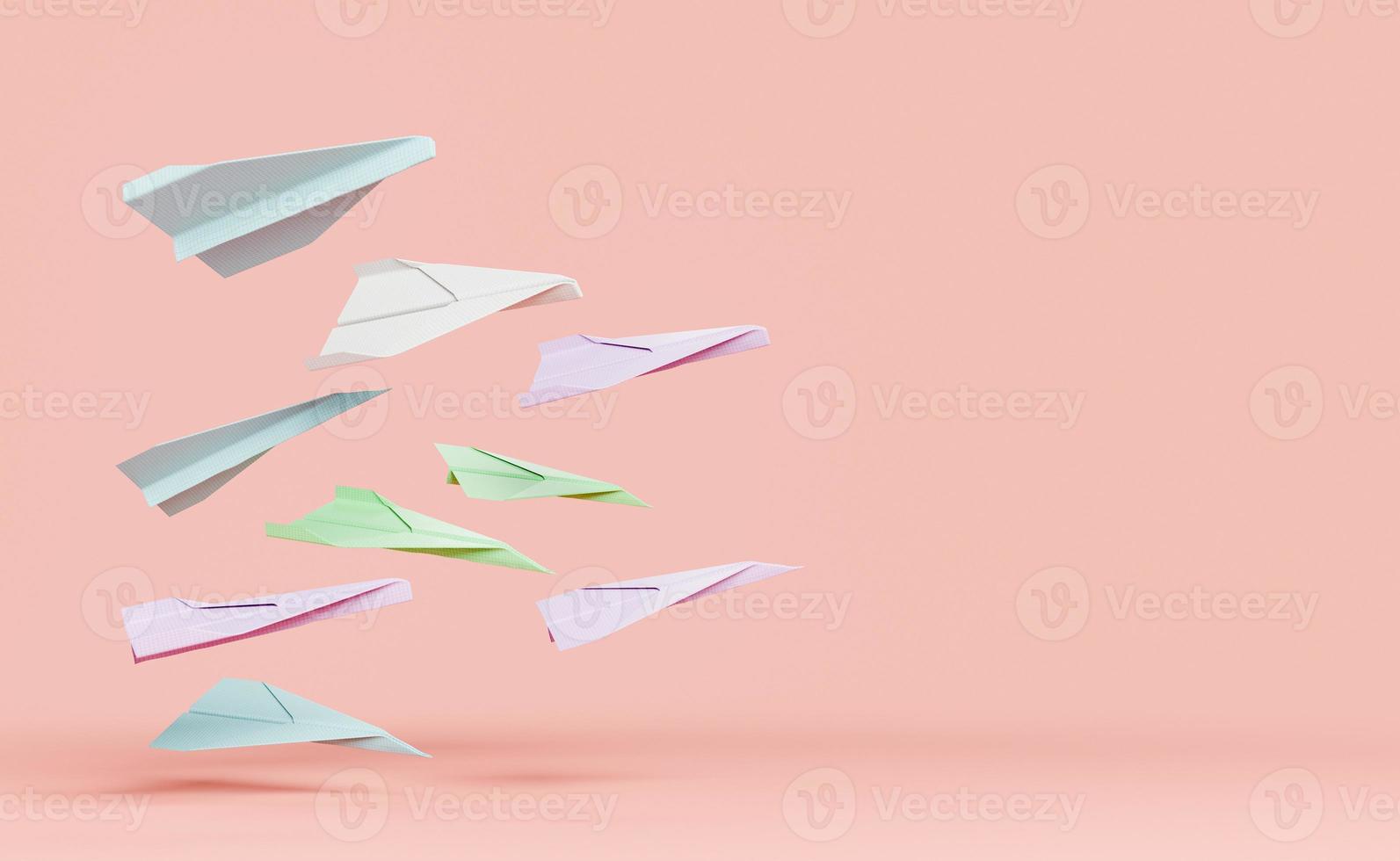 colored paper airplanes advancing photo