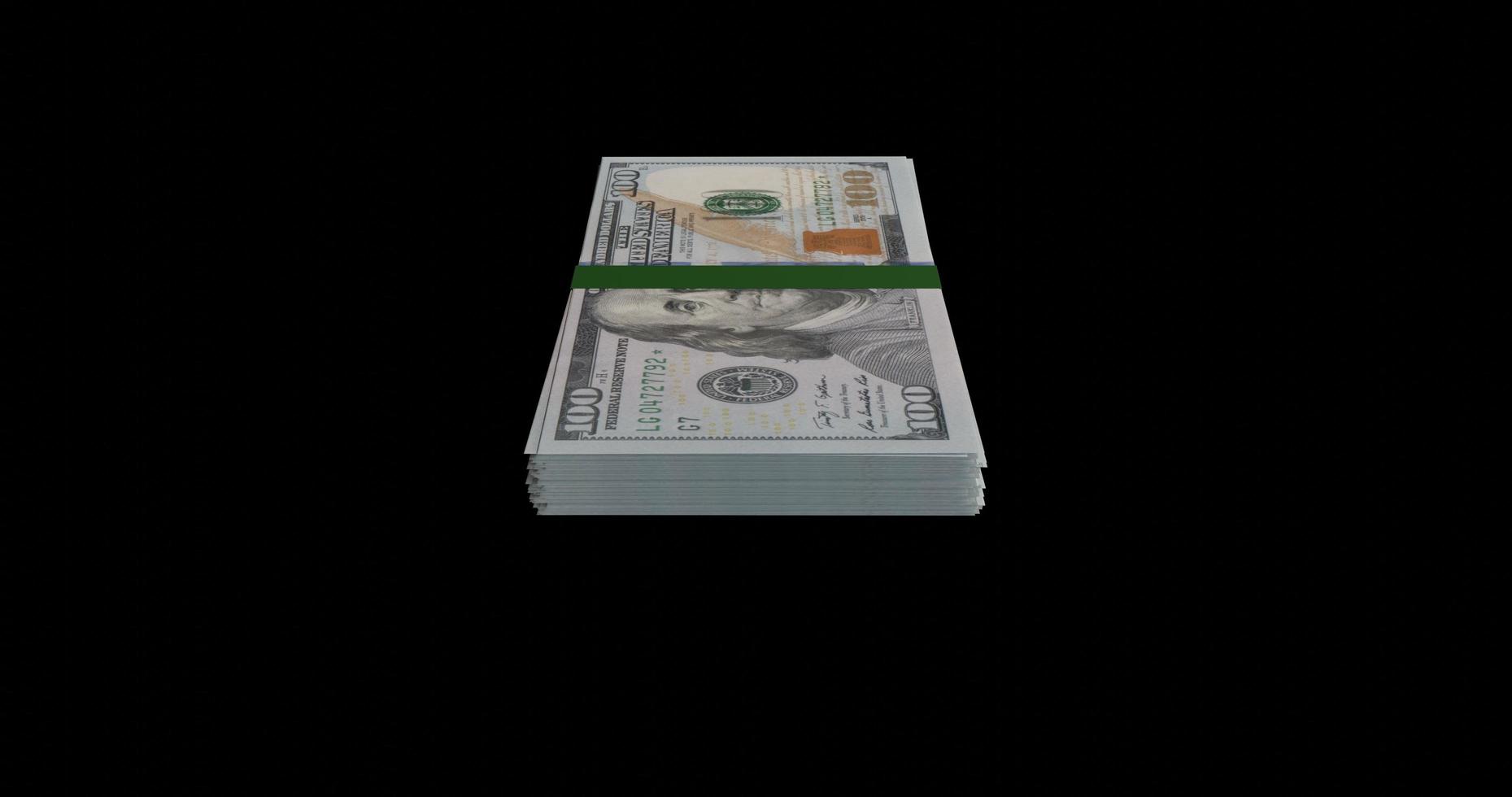 3D render, illustration,Heap of Dollar Bills isolated on black background photo