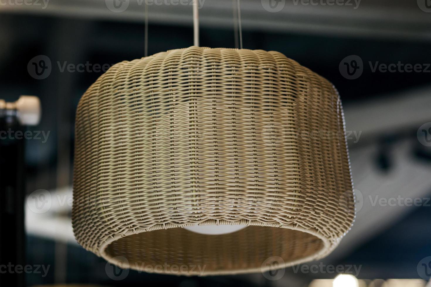 Straw lampshade in room photo