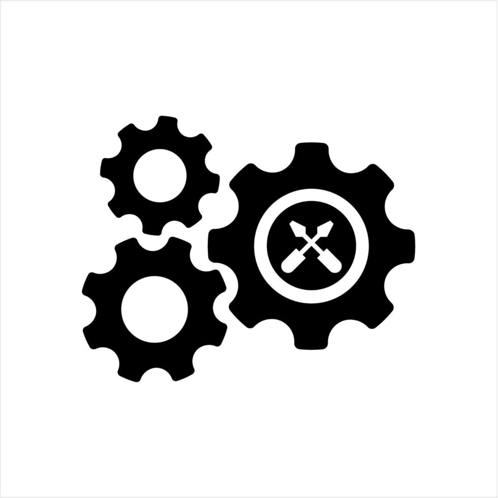 gear mechanism and settings vector icon