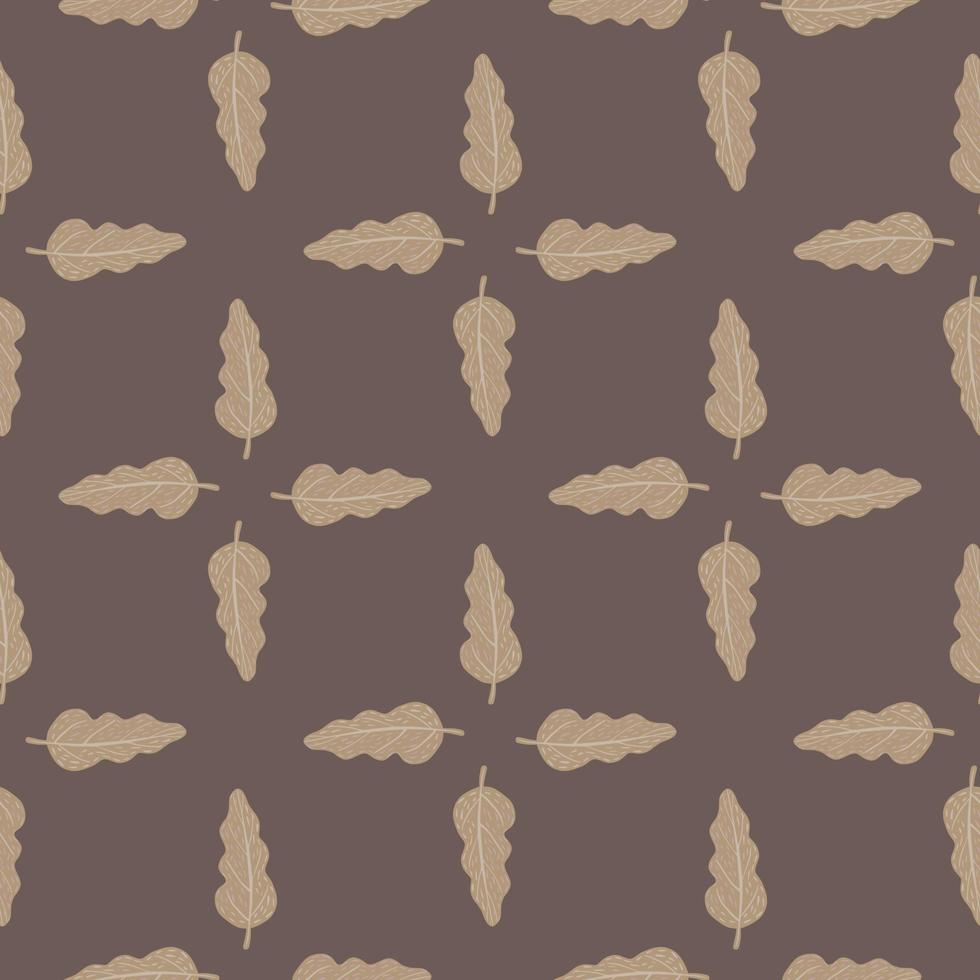 Beige and brown palette seamless doodle pattern with forest tree ornament. Autumn style artwork. vector