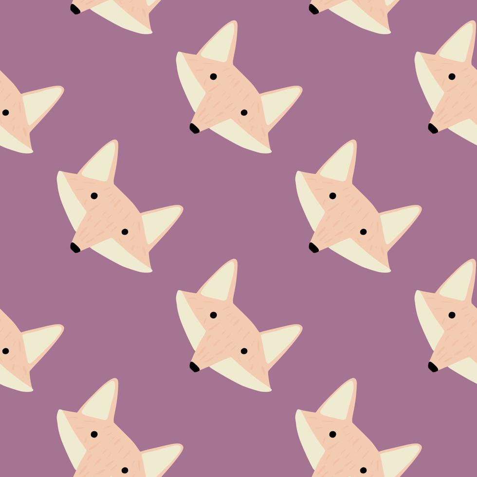 Fox pattern seamless in freehand style. Head animals on colorful background. Vector illustration for textile.