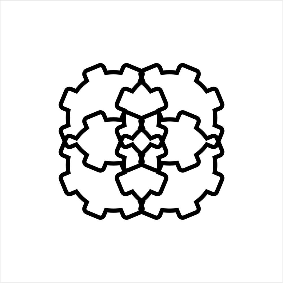 simple gear line art icon on a white background vector