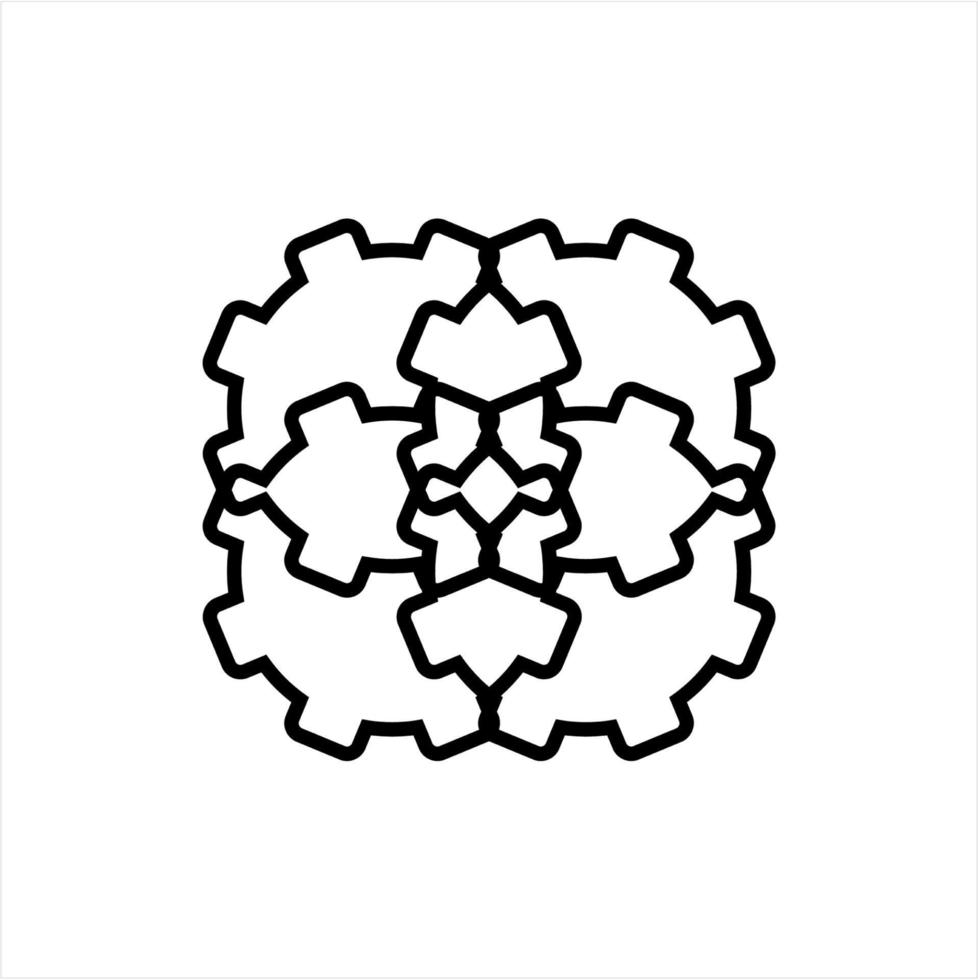 simple gear line art icon on a white background vector