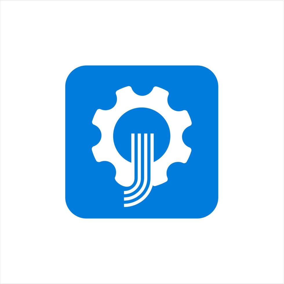 blue color gear illustration and setting vector icon