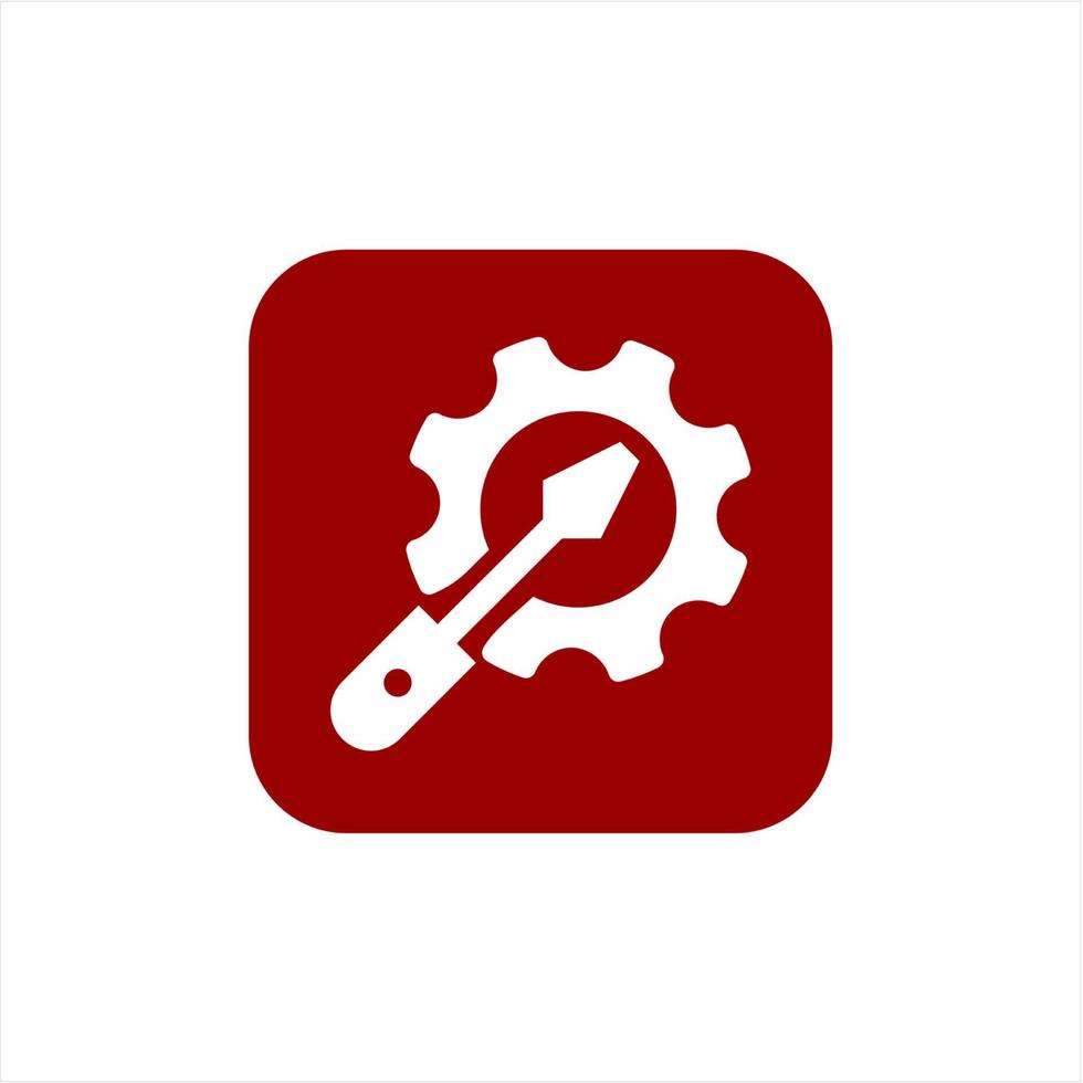 red color gear illustration and setting vector icon