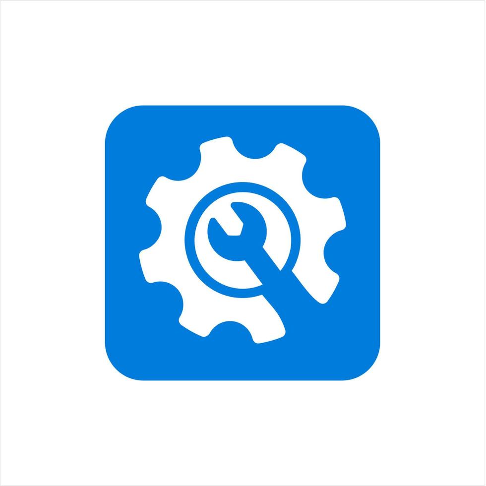 blue color gear illustration and setting vector icon